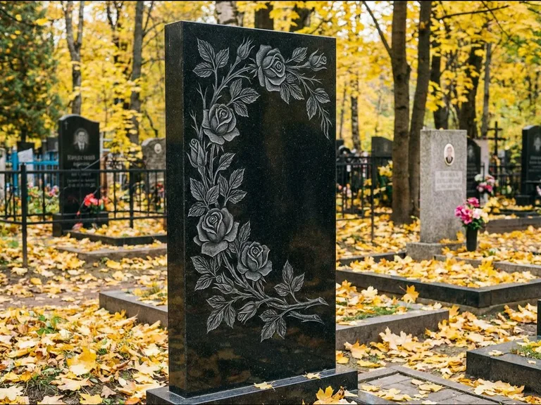 Цветы и орнамент — гравировка с выездом на кладбище в Нижневартовске