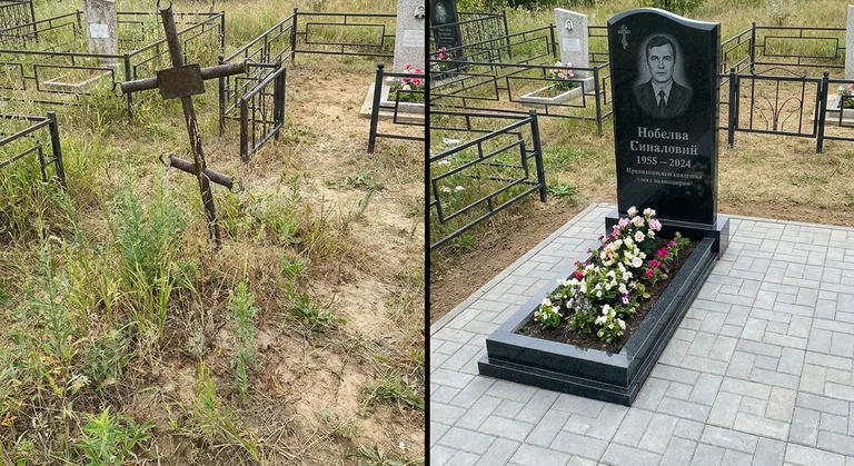 Памятник под ключ: запущенная могила до и ухоженный мемориал после в Нижневартовске