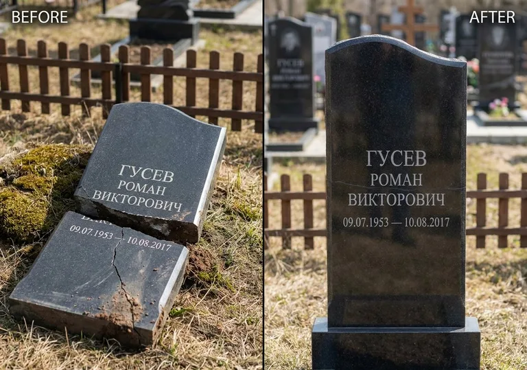 Склейка расколотого памятника: до и после в Нижневартовске