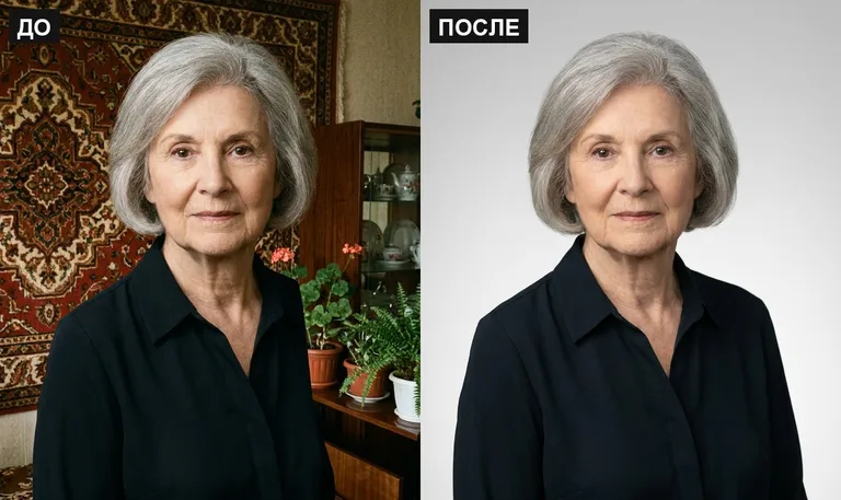 Ретушь фото на памятник — замена фона: до и после в Нижневартовске
