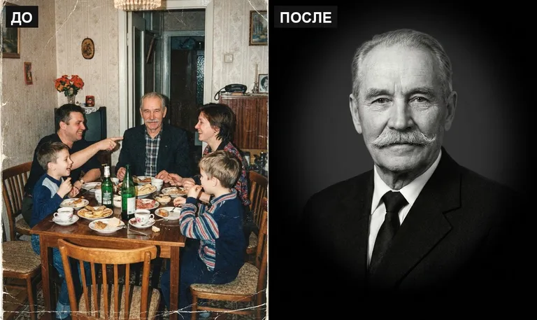 Ретушь фото на памятник — выделение из группового: до и после в Нижневартовске