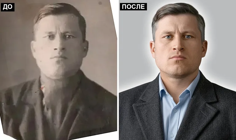 Ретушь фото на памятник — замена одежды: до и после в Нижневартовске