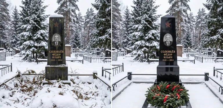 Уборка старого памятника до и после в Нижневартовске