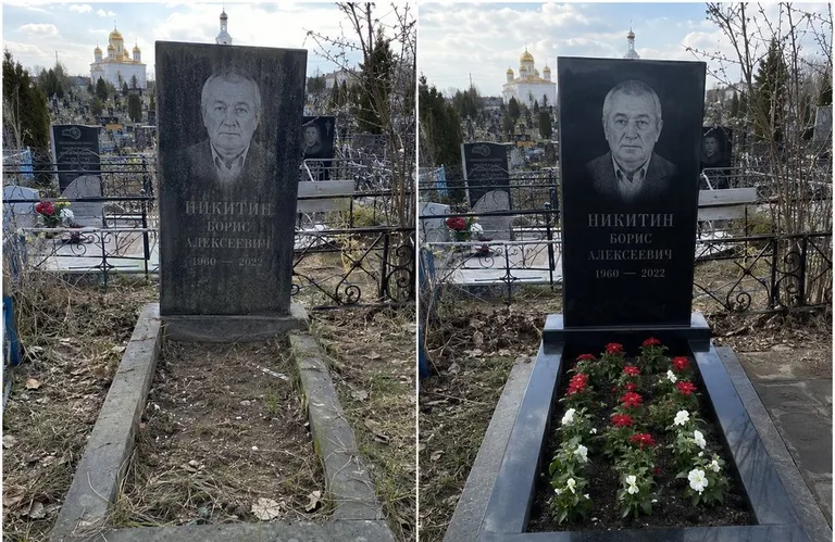 Диптих №3: покраска оградки и прополка цветника с тюльпанами — до и после в Нижневартовске