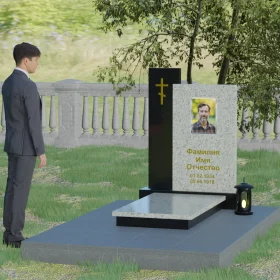 Вертикальный памятник с крестом для одного - П006