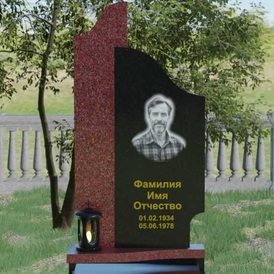 Комбинированный вертикальный светский памятник в Барнауле, гранит Габбро-диабаз