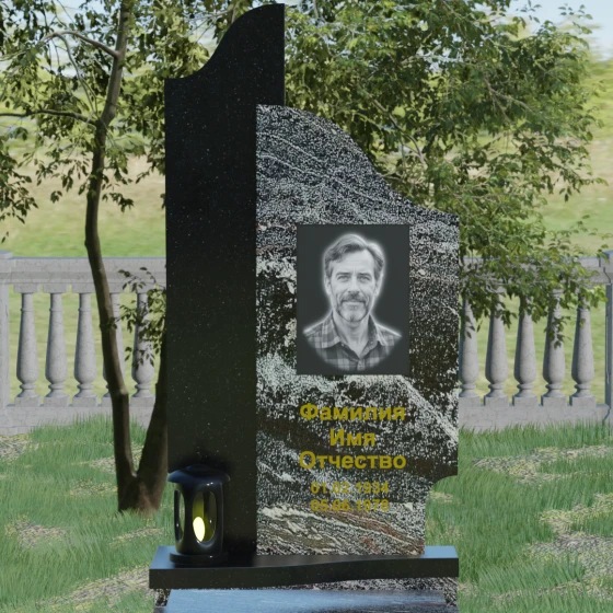 Комбинированный вертикальный светский памятник в Барнауле, гранит амфиболит