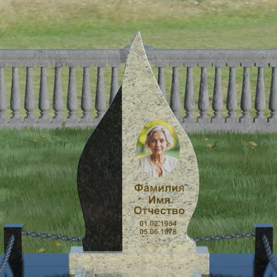 Вертикальный комбинированный памятник с комплексом в Омске, гранит Мансуровский