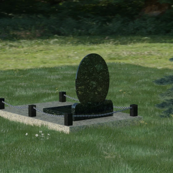 Вертикальный гранитный светский памятник в Саратове, гранит Балтик грин, вид 3