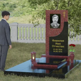Гранитный памятник с православным крестом - П024