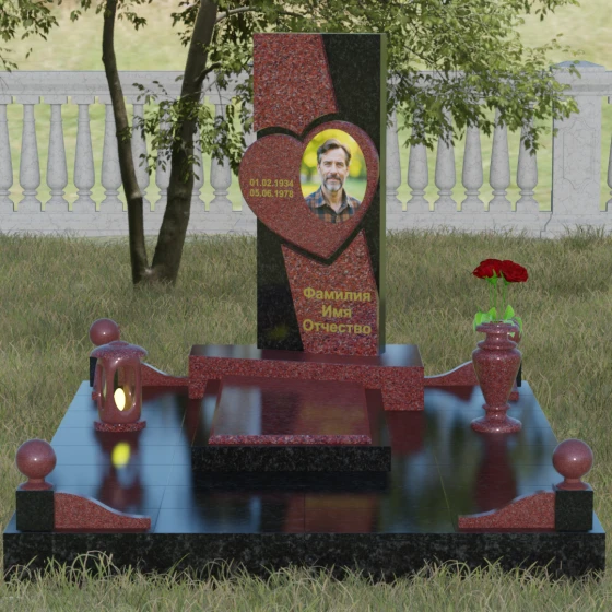 Вертикальный гранитный памятник на одного во Владивостоке, гранит Лезниковский, вид 2