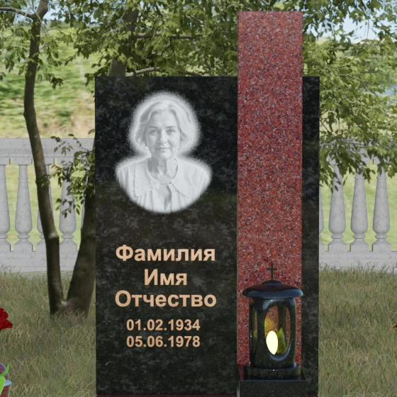 Вертикальный гранитный памятник на могилу во Владивостоке, гранит Габбро-диабаз