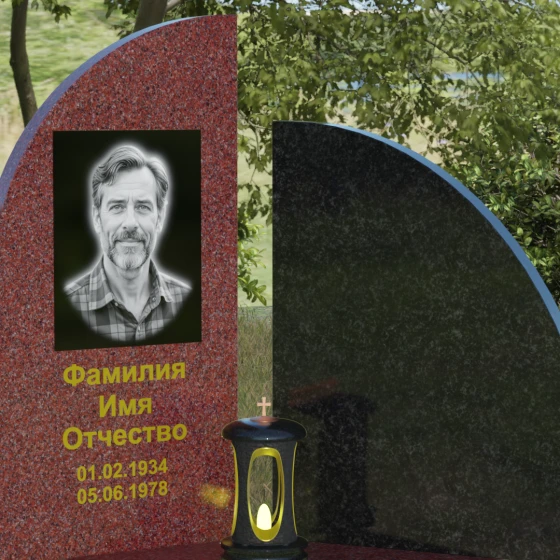 Светский комбинированный памятник вертикальный во Владивостоке, гранит Лезниковский