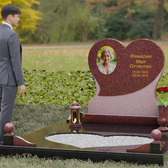 Вертикальный гранитный памятник в Ярославле, гранит Лезниковский, вид 4