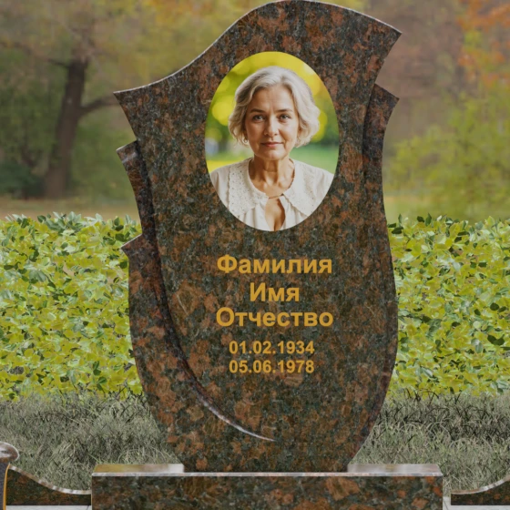 Гранитный вертикальный памятник в Ижевске, гранит Дымовский