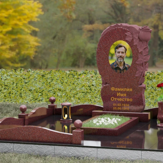 Ритуальное изделие из Гранита с рельефной розой, гранит Лезниковский, вид 4, в Якутске