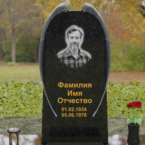 Вертикальный гранитный памятник для одного во Владивостоке, гранит Габбро-диабаз