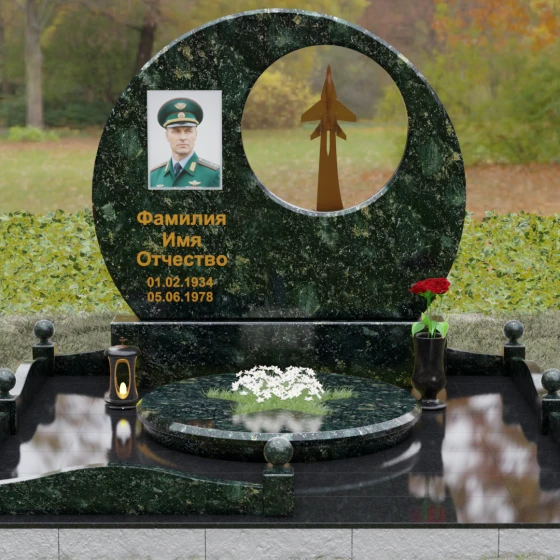 Горизонтальный памятник гранит/металл для одного в Ставрополе, гранит Балтик грин, вид 2
