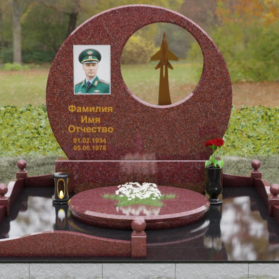 Горизонтальный памятник гранит/металл для одного в Ставрополе, гранит Лезниковский, вид 2