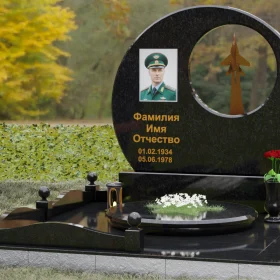 Горизонтальный памятник гранит-металл на одного - П185