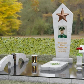 Гранитный вертикальный памятник одиночный - П191