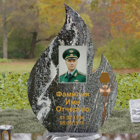 Гранитный вертикальный памятник для одного в Уфе, гранит амфиболит
