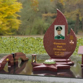 Гранитный вертикальный памятник одиночный - П199