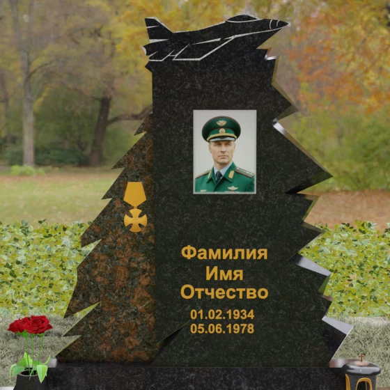 Гранитный вертикальный памятник с комплексом в Ставрополе, гранит Габбро-диабаз