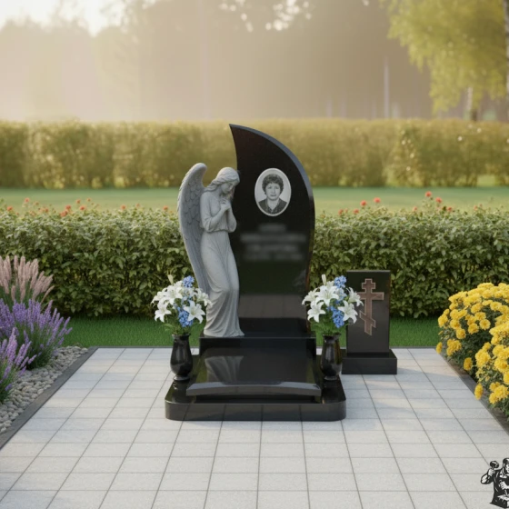 Гранитный вертикальный памятник в Рязани, гранит Габбро-диабаз