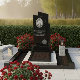 Элитный гранитный вертикальный памятник - ПН116