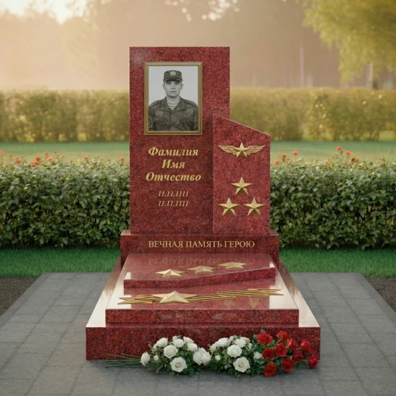 Элитный вертикальный гранитный памятник в Рязани, гранит Лезниковский