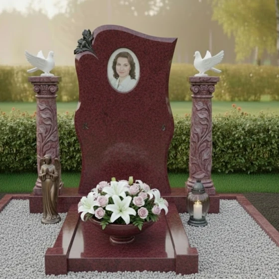 Элитный вертикальный гранитный памятник во Владивостоке, гранит Лезниковский