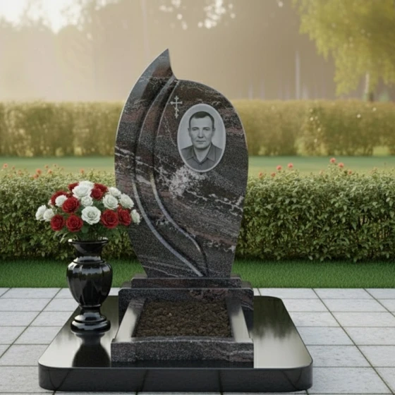 Православный памятник с крестом для мемориала во Владивостоке, гранит амфиболит