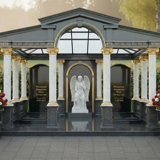 Элитный комбинированный памятник для одного в Ставрополе, гранит Габбро-диабаз