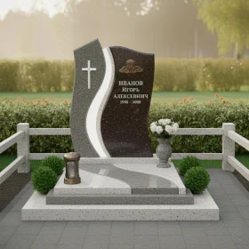 Комбинированный вертикальный православный памятник - ПН351
