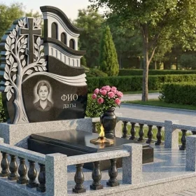 Элитный вертикальный гранитный памятник с крестом - ПН438