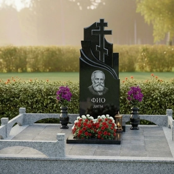 Элитный православный памятник из гранита в Ставрополе, гранит Габбро-диабаз