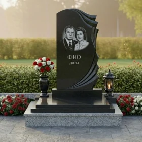 Гранитный православный мемориальный комплекс на двоих - ПН442
