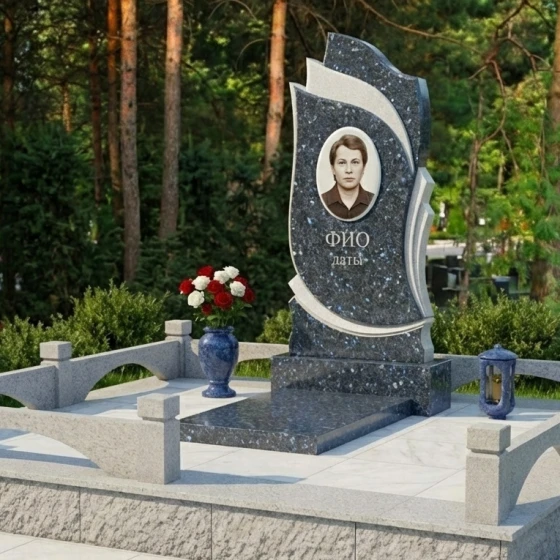 Светский Гранитный вертикальный памятник в Ставрополе, гранит Блю Перл