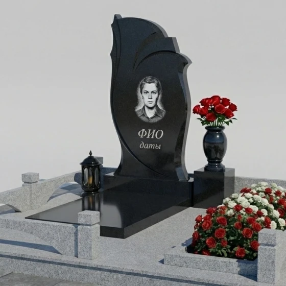 Гранитный мемориал "Волна Памяти" с зеркальной полировкой, гранит Габбро-диабаз