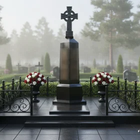 Вертикальный Гранитный элитный памятник ПН677