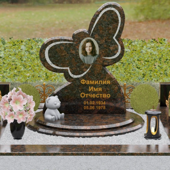 Вертикальный гранитный памятник в Ставрополе, гранит Дымовский, вид 2