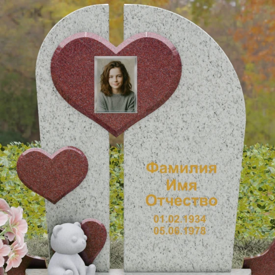 Комбинированный вертикальный памятник для одного во Владивостоке, гранит Мансуровский