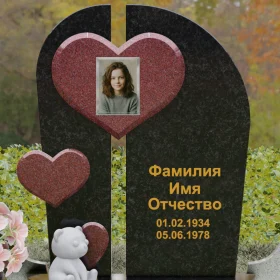 Светский вертикальный комбинированный памятник на одного - П240