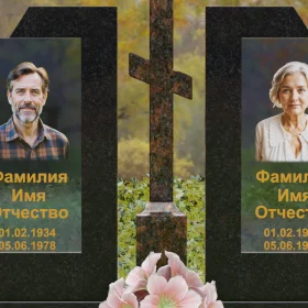 Памятник Гранит+Стекло Горизонтальный Православный - П246