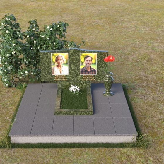Гранитный памятник горизонтальный в Барнауле, гранит Балтик грин, вид 3