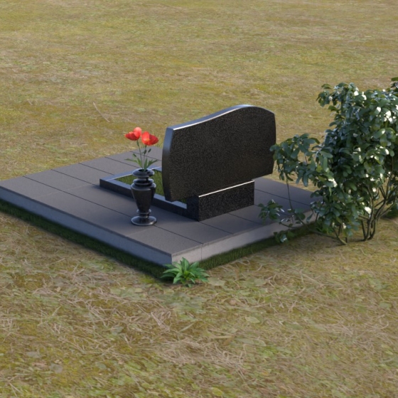 Фигурный гранитный памятник с крылом ангела, гранит Габбро-диабаз, вид 4
