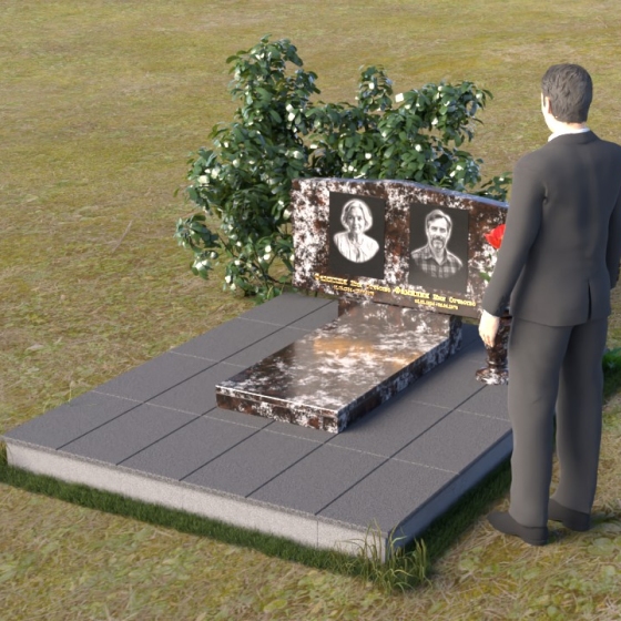 Памятник гранитный со скошенными боками и полировкой