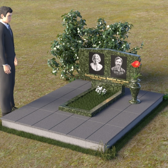 Памятник гранитный со скошенными боками и полировкой