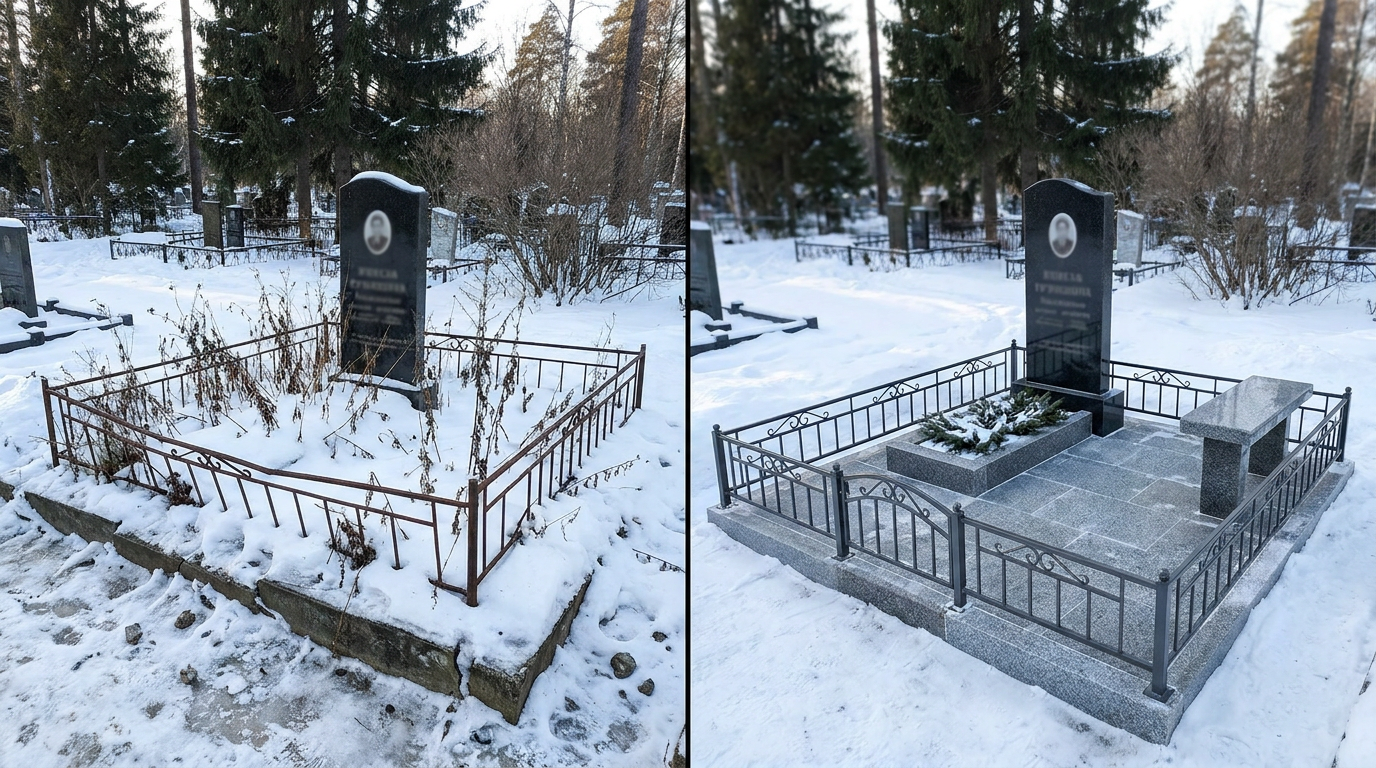 Благоустройство могилы в Нижневартовске — пример 2